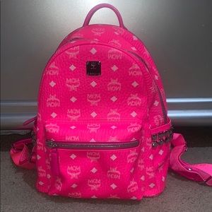 MCM stark hot pink leather backpack